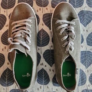 Sanuk Green-Grey Canvas Lace Up Shoes